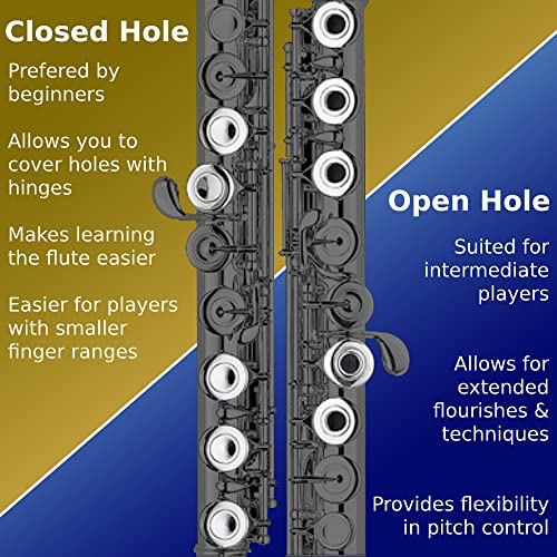 Mendini By Cecilio SG_B071NXHYG1_US Flutes - Closed Hole C Flute For Beginners, 16-Key Flute thumb #2