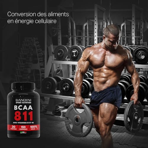 Bandini® BCAA 8.1.1 | Acides Aminés à Chaîne Ramifiée, Leucine, Isoleucine, Valine + Vitamine B1 et B6 | Récupération Musculaire Pré et Post Workout | Acide Amines 8:1:1 150 comprimés | 100% Vegan – Image 4