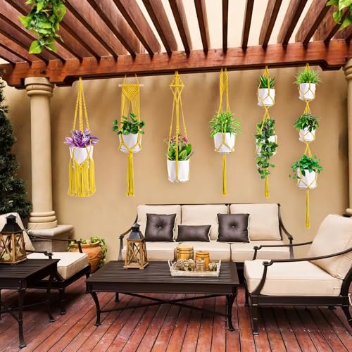 SFENNGPET Macrame Plant Hangers, 6Pack Hanging Planters for Indoor Plants w/ 6 Set Hangers Kit Handmade Macromay Plant Hangers Indoor Flower Pots Holder Stand for Boho Home Décor (POTS NOT Included) SFENNGPET Macrame Plant Hangers, 6Pack Hanging Planters for Indoor Plants w/ 6 Set Hangers Kit Handmade Macromay Plant Hangers Indoor Flower Pots Holder Stand for Boho Home Décor (POTS NOT Included)