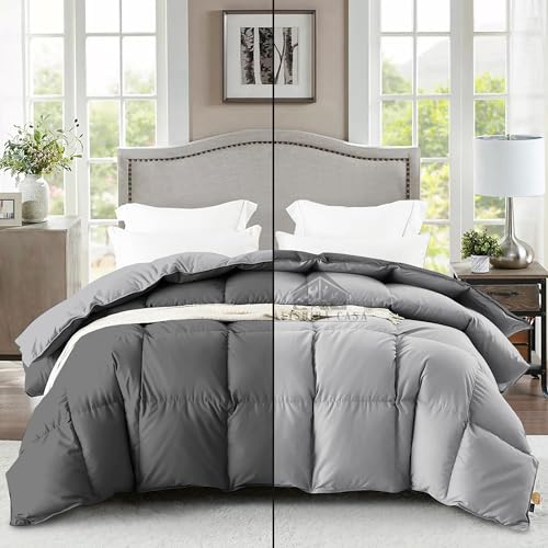 Image of Reversible Heavy Winter Comforter King Size 90 inchX106 inch | 600 GSM Fill for Winter Comforter /Rajai /Duvet /Blanket Hotel Luxury Soft Fluffy King Size - Dark Grey /Silver Grey Color