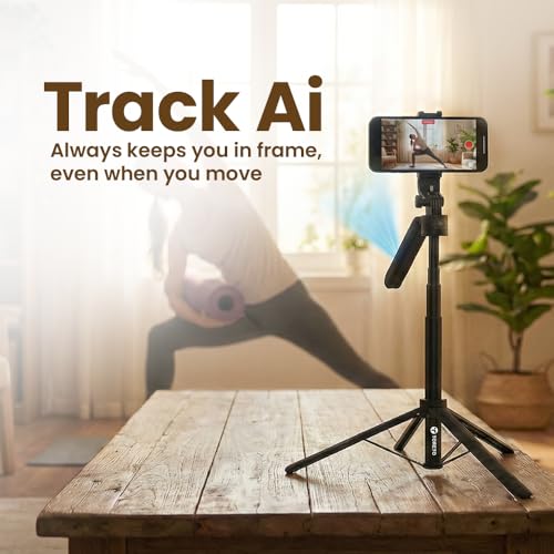 Image of Toreto One Axis Gimbal Stabilizer Tripod with AI Face Tracking & 360 Rotation | 1.8m Height Adjustable, Gesture Control & BT Remote | Compatible with iPhone & Android for Vlogging & Photoshoots