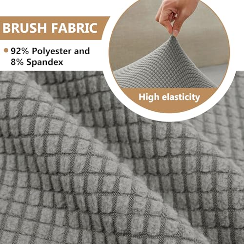 BOUFEIDA Stretch Ottomane Schonbezug, Jacquard Dicker Hocker Hussen für Fußhocker Rechteckig, Waschbar Ottomane Abdeckung Überzug Hocker Protector Fußhockerbezug für Ohrensessel