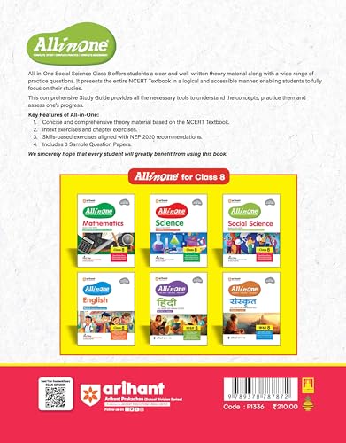 Image of Arihant All in One Social Science Class 8 Book 2025 | NCERT Textbook Based | Exploring Society: India and Beyond | Complete Study, Practice & Assessment with Mind Maps, Chapter Exercises & Sample Question Papers | English Medium
