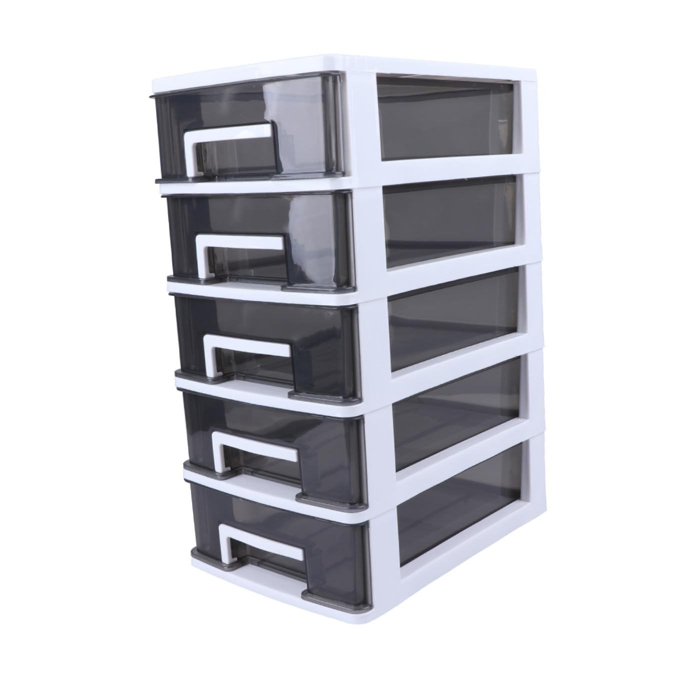 Gadpiparty Organizer da Scrivania Strati con Trasparenti Neri e Struttura Bianca Mobile Portaoggetti in Plastica Leggera e Portatile per Ufficio e Studio Scaffale Multiuso per Piccoli Spazi