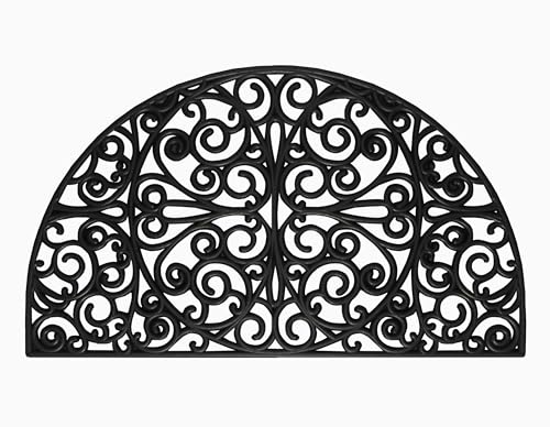 IRONGATE All Weather Rubber Doormat - Half Round Regent Welcome Indoor Outdoor Durable Non Slip Front Doormat - Dirt Trapping Easy Clean High Traffic Area Patio Entrway Mat - 17 x 30