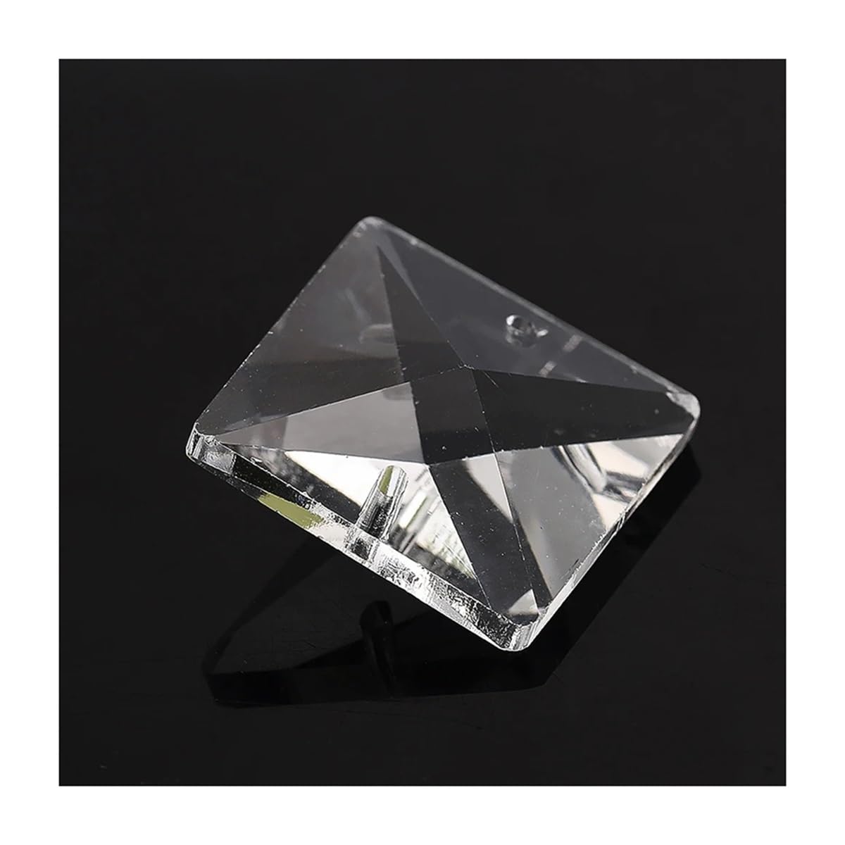 Chandelier Crystal Prisms Pendants 10pcs Clear 22mm Faceted Crystal Square Bead Prism 2/4 Holes Glass Chandelier Pendant(2 Holes)