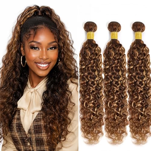 P4/30 Highlight Human Hair Jerry Curly Bundles 26 28 30 Inch Brazilian Virgin Hair Double Weft Quick Weave 3 Bundles Soft Silky Weave for Black Women