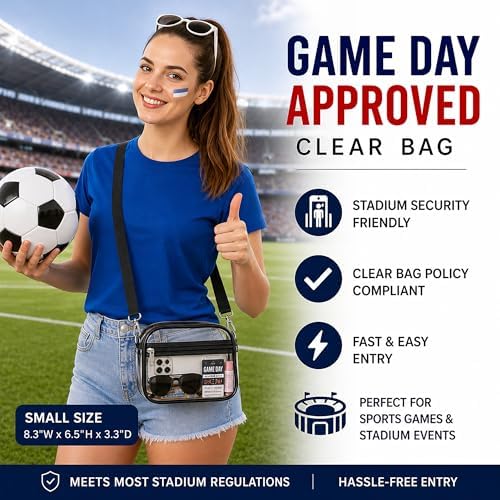 Clear Bag for Stadium Events, Small Clear Purse Satchel Handbag for Women — view 4