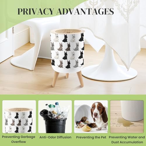 Caneca de basura pequeña con tapa y patas, 7 litros miniatura 4