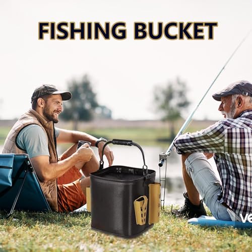 Cubo de pesca portátil de 9.65x9.84 pulgadas con compartimento estanco 4