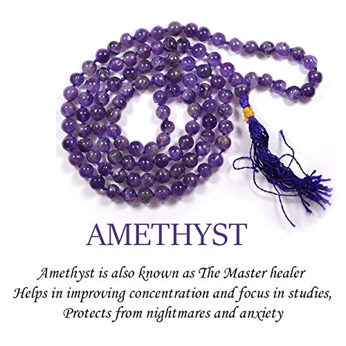 Image of Reiki Crystal Products Natural Reiki Feng-Shui Mala Necklace 6 mm Crystal Stone 108 Bead Jaap Mala for Men and Women