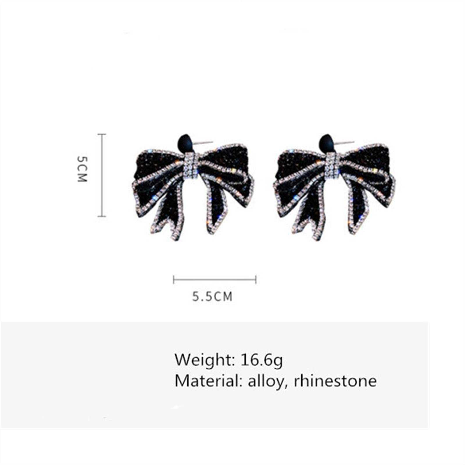 HJMMHX Damen-Ohrringe, koreanischer Stil, Schwarze Schleife, baumelnde Ohrringe für Frauen, Strass-Ohrringe, Hochzeiten, Party, Schmuck, Accessoires, Ohrringe