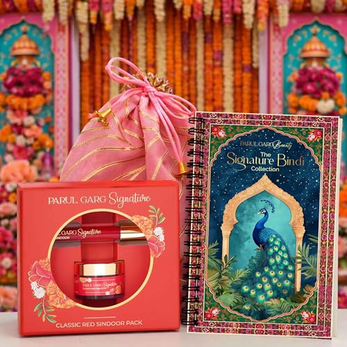 Image of Parul Garg Beauty Signature Shringar Glam Pack | Bindi Book, Sindoor & Pink Potli | Festive Gift Set for Women | Bridal Makeup & Gifting Combo for Women