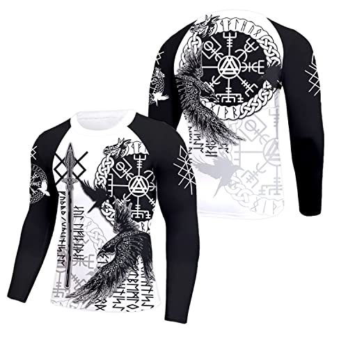 Viking Compression Shirt Long Sleeve Baselayer Skins Rash Guard MMA BJJ Workout Rash Guard Full Size XS-5XL