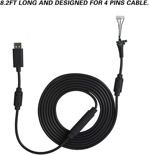 Vista 2 de Cable de repuesto USB de 5 pines para gamepad de 8.2 pies con adaptador separable para Xbox 360, cable de repuesto para controlador Xbox 360, cable