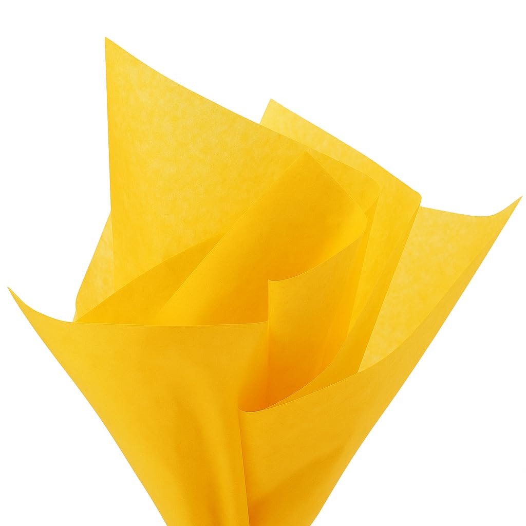 PMLAND 100 Sheets Deep Yellow Tissue Paper Bulk, 20x15 Inches Double Sided Color Wrapping Tissue Paper for Gift Wrap Bags Crafts Wedding Party and
