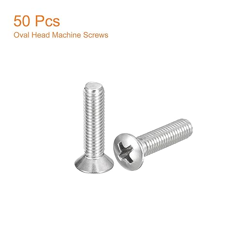 Miniatura 58 de uxcell Tornillos de máquina Phillips de cabeza ovalada de M4x16mm, 100 tornillos de cabeza avellanada ligeramente elevados de acero inoxidable 304