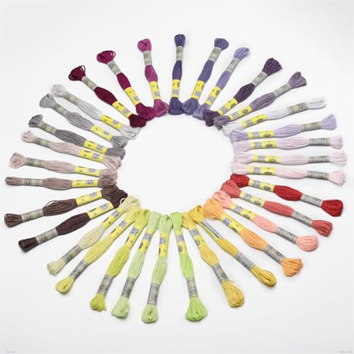 Image of 35 Skeins Double Mercerized Egyptian Cotton Embroidery Floss 8.75 Yards Per Skein for Cross Stitch Thread, Friendship Bracelets Floss, Craft Floss, Embroidery Floss Set (Set 21 (35 Skeins))