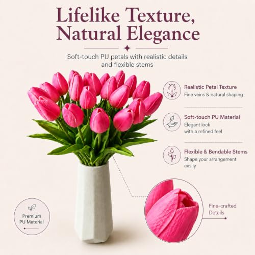 Image of Mandy's 20pcs Artificial Pink Tulips