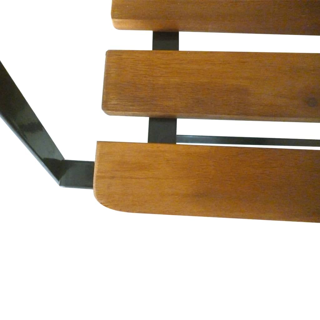 Banco de jardín plegable de 112 cm, madera de acacia maciza, resistente a la intemperie, con marco de acero, ahorra espacio, plegable para balcón, terraza y camping