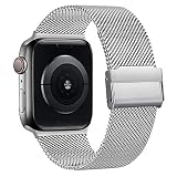 AK kompatibles Armband für Apple Watch, 38 mm, 40 mm, 42 mm, 44 mm, Milanaise-Armband aus Edelstahl...