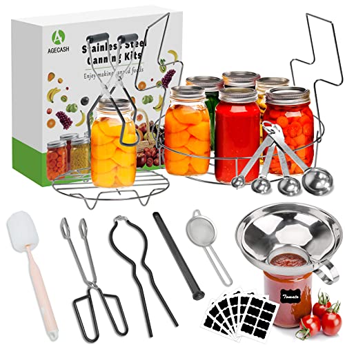 Canning Supplies, Canning Kit With Stainless Steel Wide Mouth Funnel, Canning Rack, Kitchen Tongs, Jar Lifter, More Canning Accessories For Canning Essential Tools #TOP2