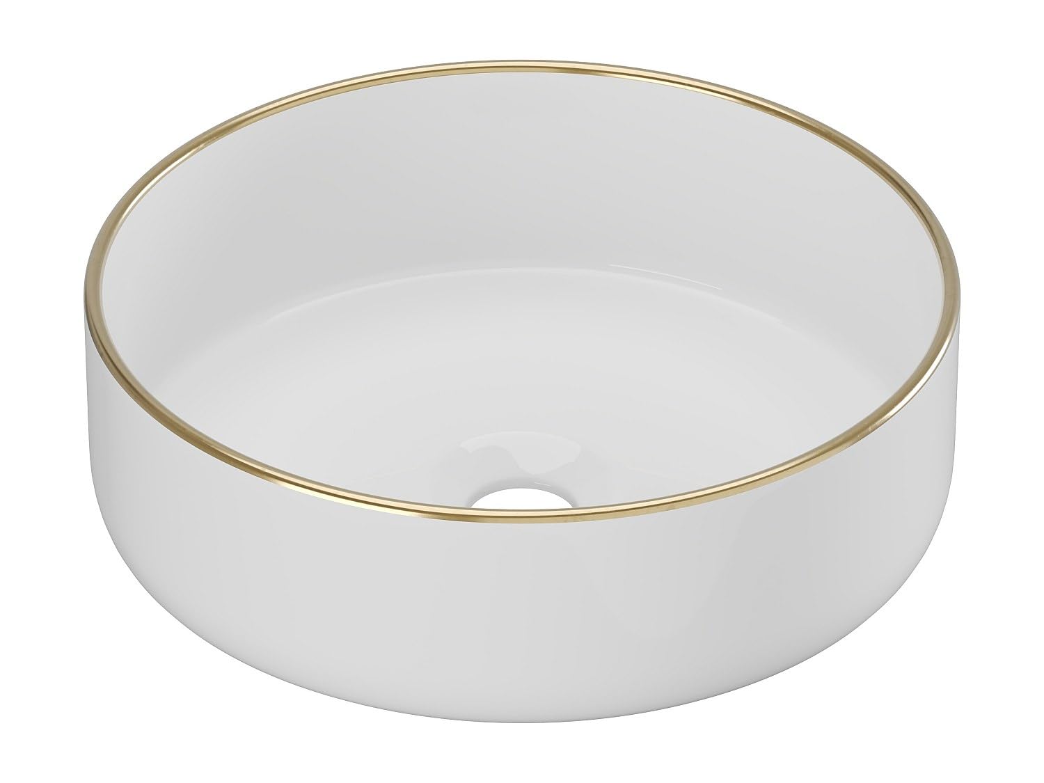 Vente-unique - Lavabo sobre encimera Leniso - L 36cm x A 36cm x H 12cm - cerámica - blanco, dorado