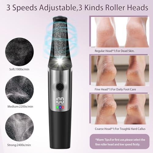 Electric Foot Callus Remover,Smooth Pedicure Wand Rechargeable Electric Foot File,Professional Pedicure Tools for Dry, Dead, Cracked, Hard Skin, at Home Feet Spa Care Kit for Men & Women — view 4