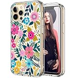 ICEDIO for iPhone 12 Pro Max Case with Screen Protector,Clear with Cute Colorful Blooming Floral Pat