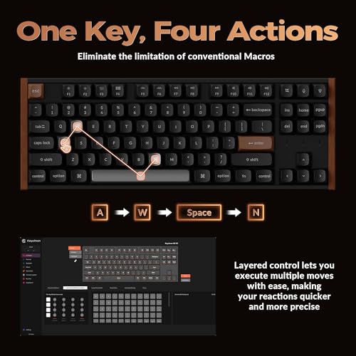 Image of Keychron K8 HE TKL Wireless Bluetooth 2.4G Wired Triple Mode Hot Swappable Hall Effect Keyboard with QMK VIA Aluminum+Wood Frame Rapid Trigger for Mac Windows Linux-Black