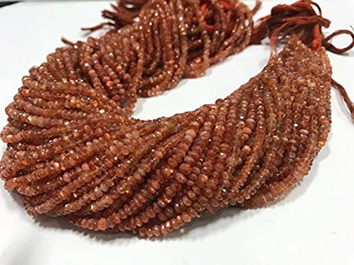 Rondelle pierre de soleil 3.5-4mm perle facettée en fil de 14.5"