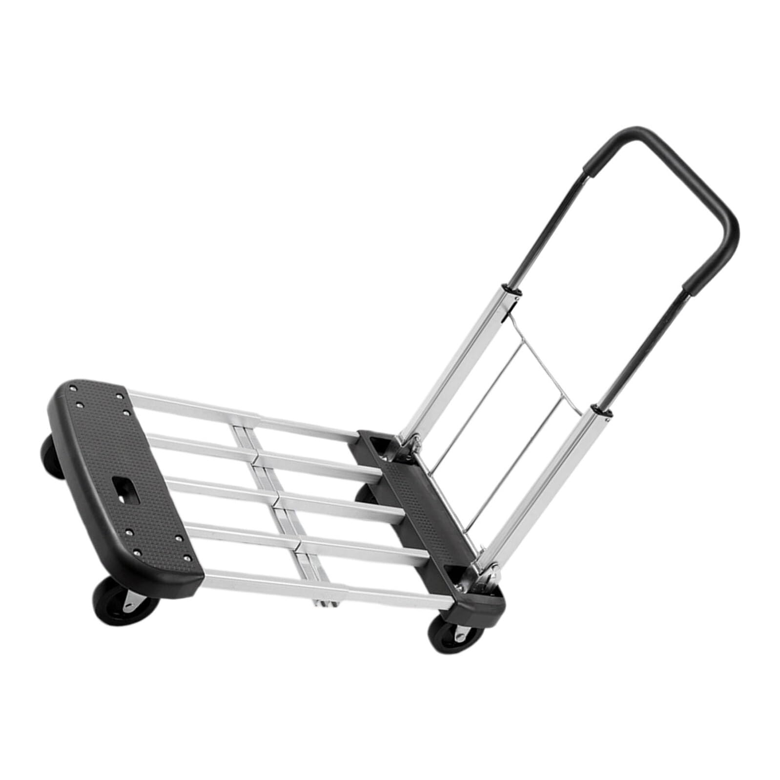 Carro plegable portátil con 4 ruedas silenciosas, carretilla de mano ligera y multifuncional para viajes, compras y uso doméstico, plataforma rodante para un fácil transporte de materiales