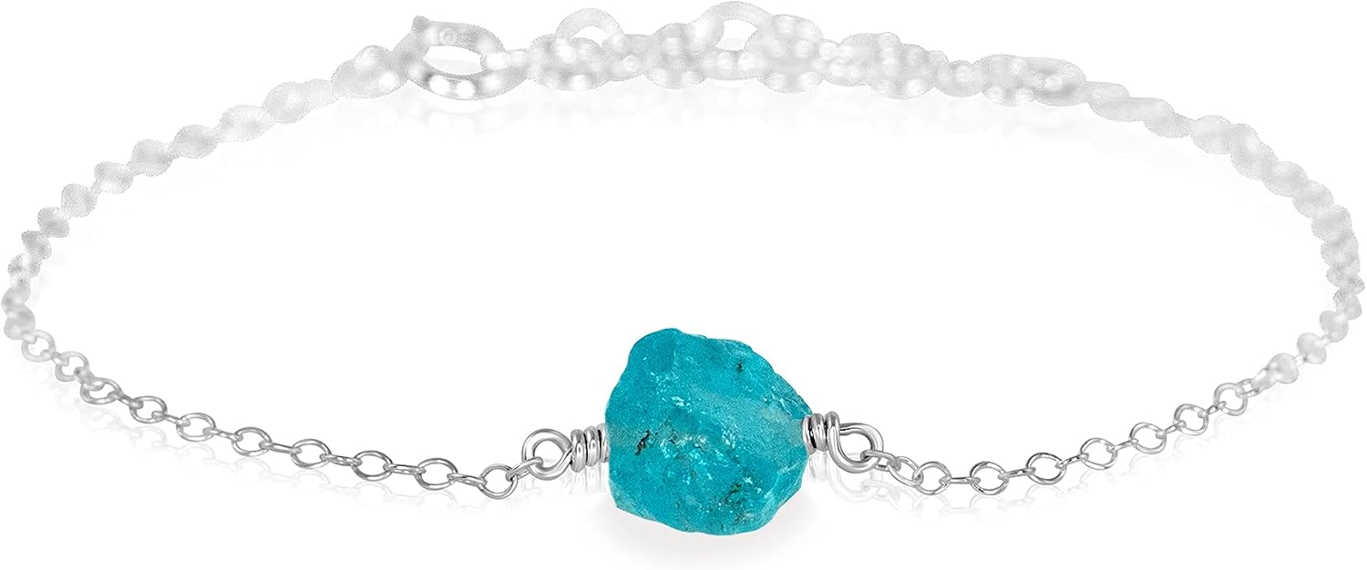 Luna Tide Apatite Raw Nugget Anklet in Sterling Silver