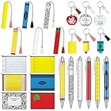 Tinlade 24 Pcs Teacher Appreciation Gifts Bulk Teacher Graduation Gifts Thank You Gift Ballpoint Pens Keychain Composition Book Makeup Bag Bookmark for Teacher's Day Gift Ideas School Supplies Office