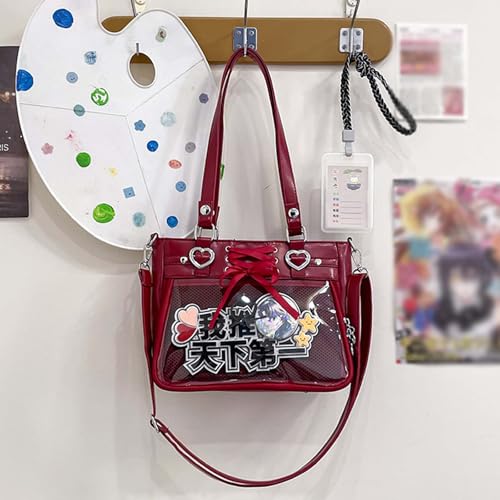 Versatile Large Capacity Women's Shoulder Bag Anime Silk Ribbon Pin Display Bag2