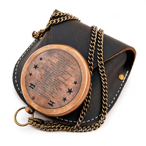 Brújula de bolsillo náutica estilo antiguo de latón con estuche de cuero y cadena, 2.5 pulgadas, compás vintage para navegación marítima, regalo para coleccionistas, viajeros y entusiastas al aire libre miniatura 6
