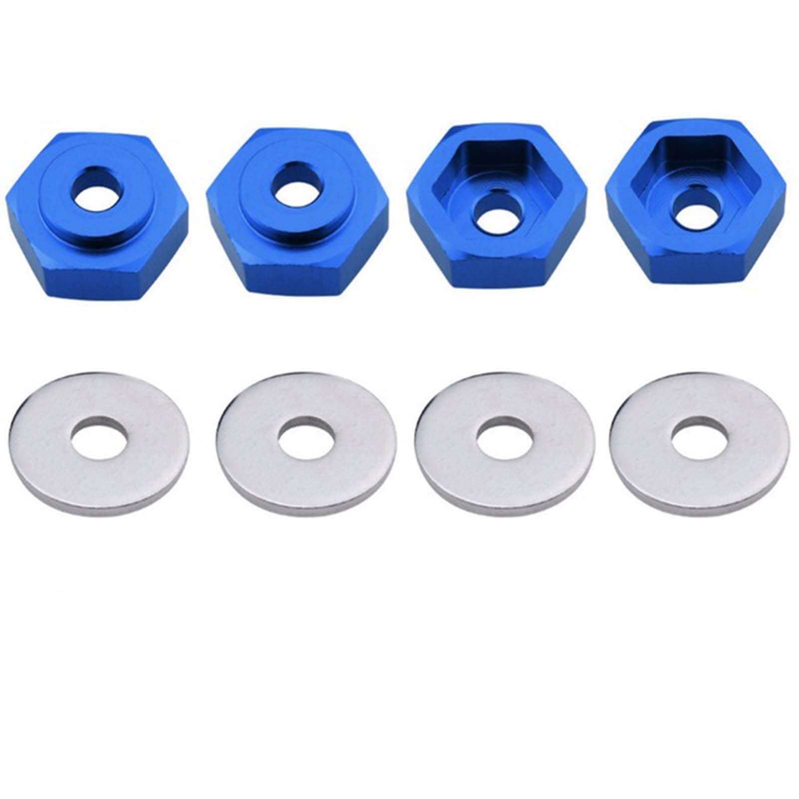 KEEDA 4PCS 12mm Turn 17mm Aluminum Alloy Wheel Rim Hex Adapter for HSP 1/10 RC Car Buggy Monster Truck Can Use 1/8 Tire Wheel(Blue)