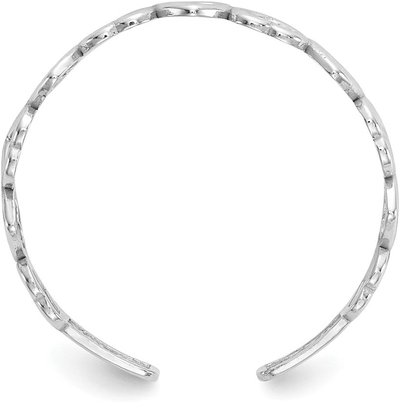 Solid 14k White Gold Cut Out Hearts Toe Ring Adjustable