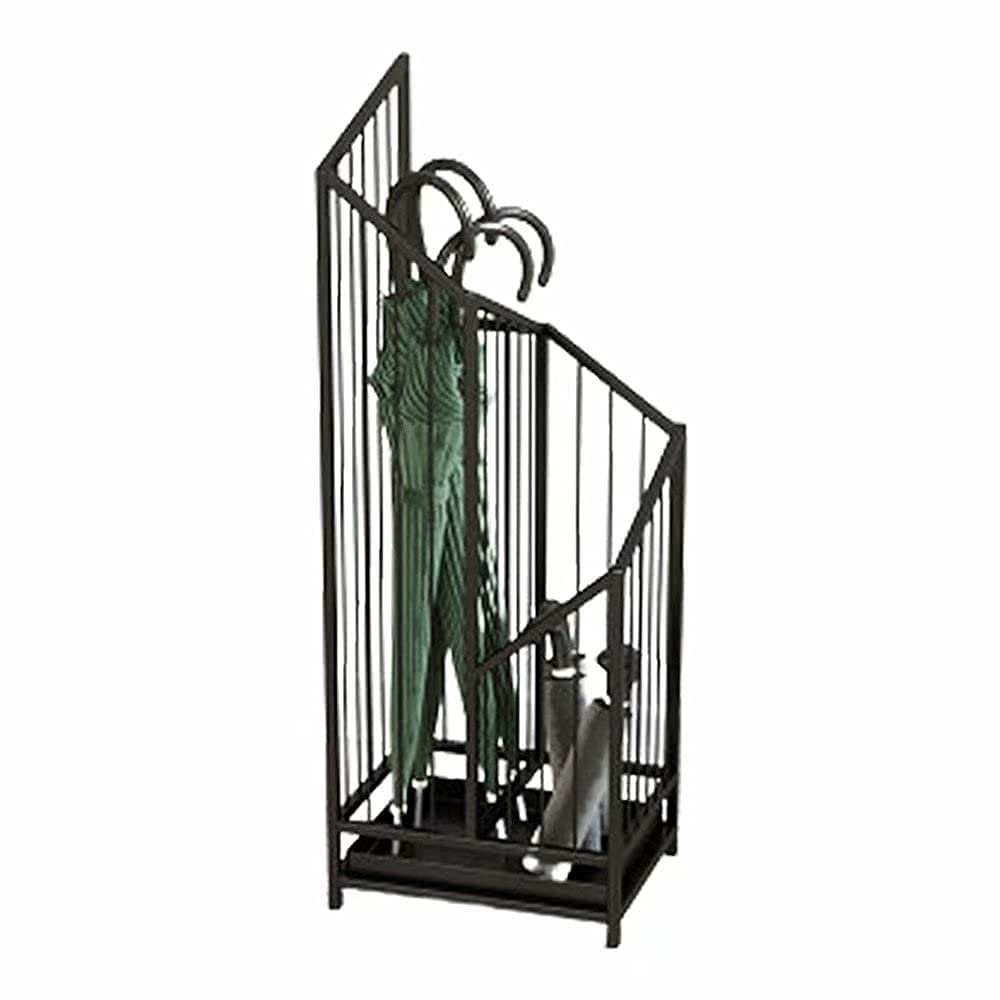 GHHVFEC Gold Metal Hollow Umbrella Stand with Removable Drip Tray, Entryway nizer for Home or Office, 25x20x62 cm, Stylish Black Design, Space-Saving Solution
