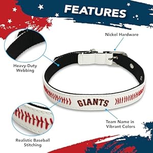 MLB Dog Collar SAN Francisco Giants New Signature PRO PVC-Leather Premium Pet Collars Extra Tough & Durable! Super Stylish! Size: Medium Adjustable 16-20″ Length x 1″ Width