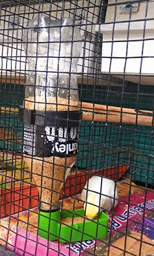Bird-Cage-Plastic-Drinker-Feeder-for-Any-Bottle-Fit-Green-Pack-of-3