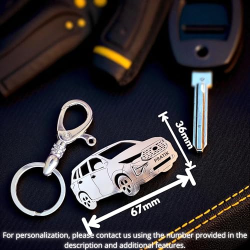 Image of Premium Stainless Steel Car Keychain | Personalized Custom Name Keyring | Stylish Car Shape Metal Key Holder made for Toyota Fortuner, Legender, Innova Crysta, Hycross, urban cruiser hyryder