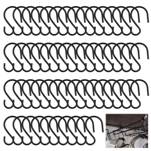 Juadnic S Ganci da appendere, 55 pezzi, ganci per appendere ganci in metallo, per fai da te, artigianato, portachiavi, gioielli, targhetta, colore nero