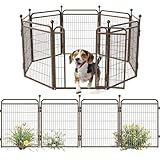 Picture of Gardner Pet Dog Playpens, 32" H 8 Panels Dog Pen Outdoor/Indoor Dog Fence Exercise Pen for Small/Medium/Large Dogs, Pet Play Yard Gate with Gravity Automatic Lock, Pet Playpen, Brown