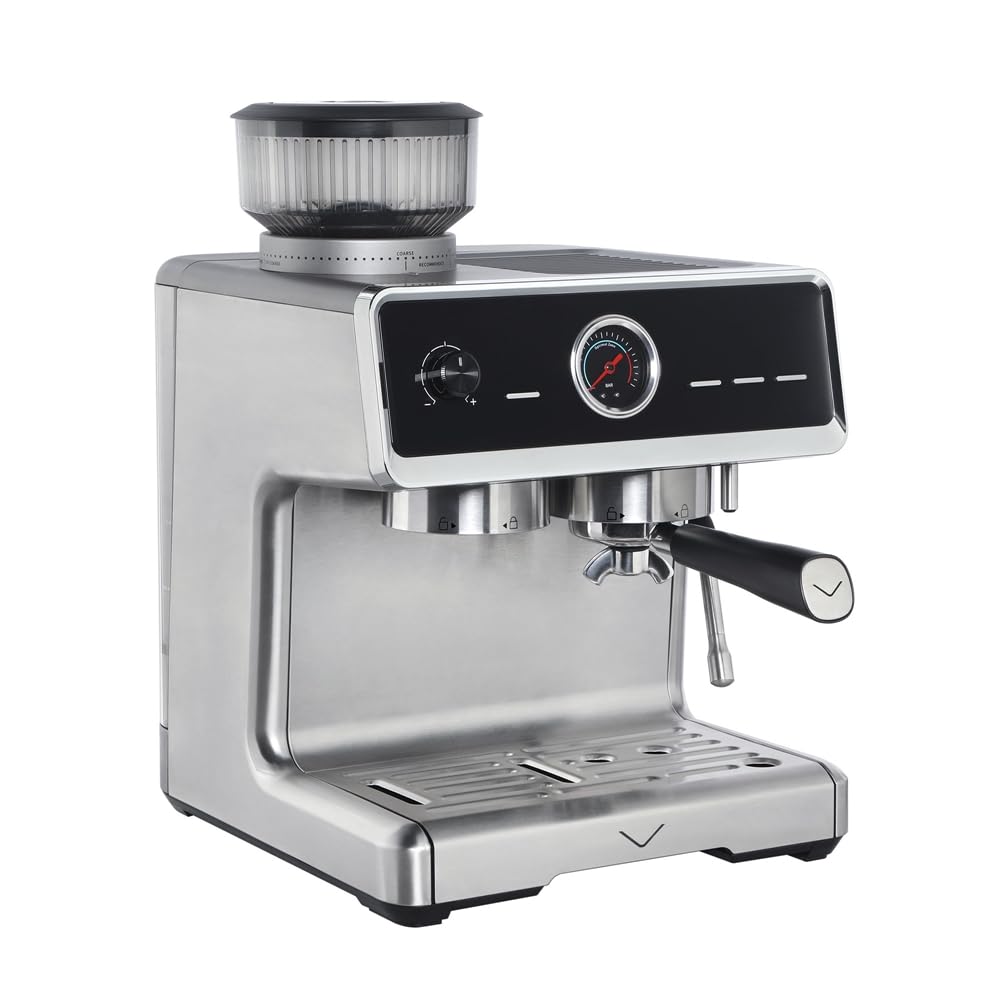 Vestel SESM9090 X Grinding 15000412 - Máquina portafiltros con función de tamping automático, mecanismo de acero inoxidable, recipiente de granos de café, 200 g, 20 bar, 15000 W, acero inoxidable