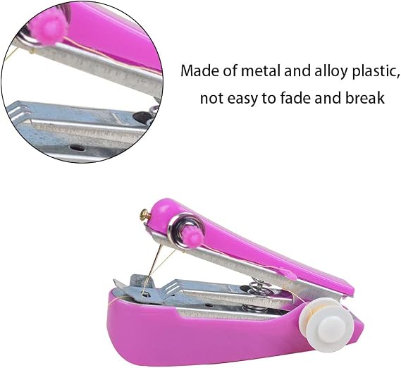 Mini Sewing Machine Manual Handheld Sewing Machine Flexible Fast Stitch Machine for Clothing Curtains Crafts (Random Color)
