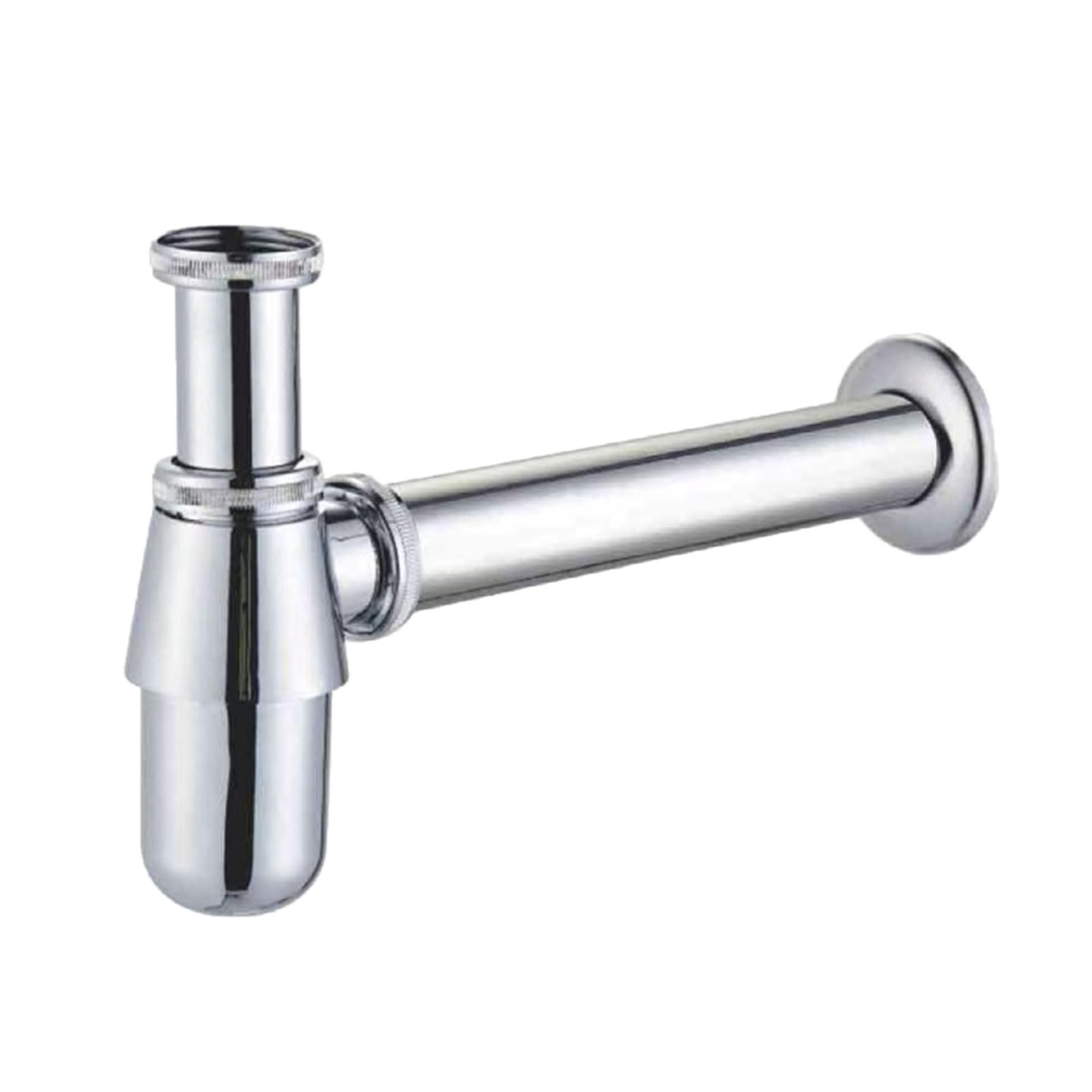 Siphon de lavabo de salle de bain aspect élégant en métal brillant