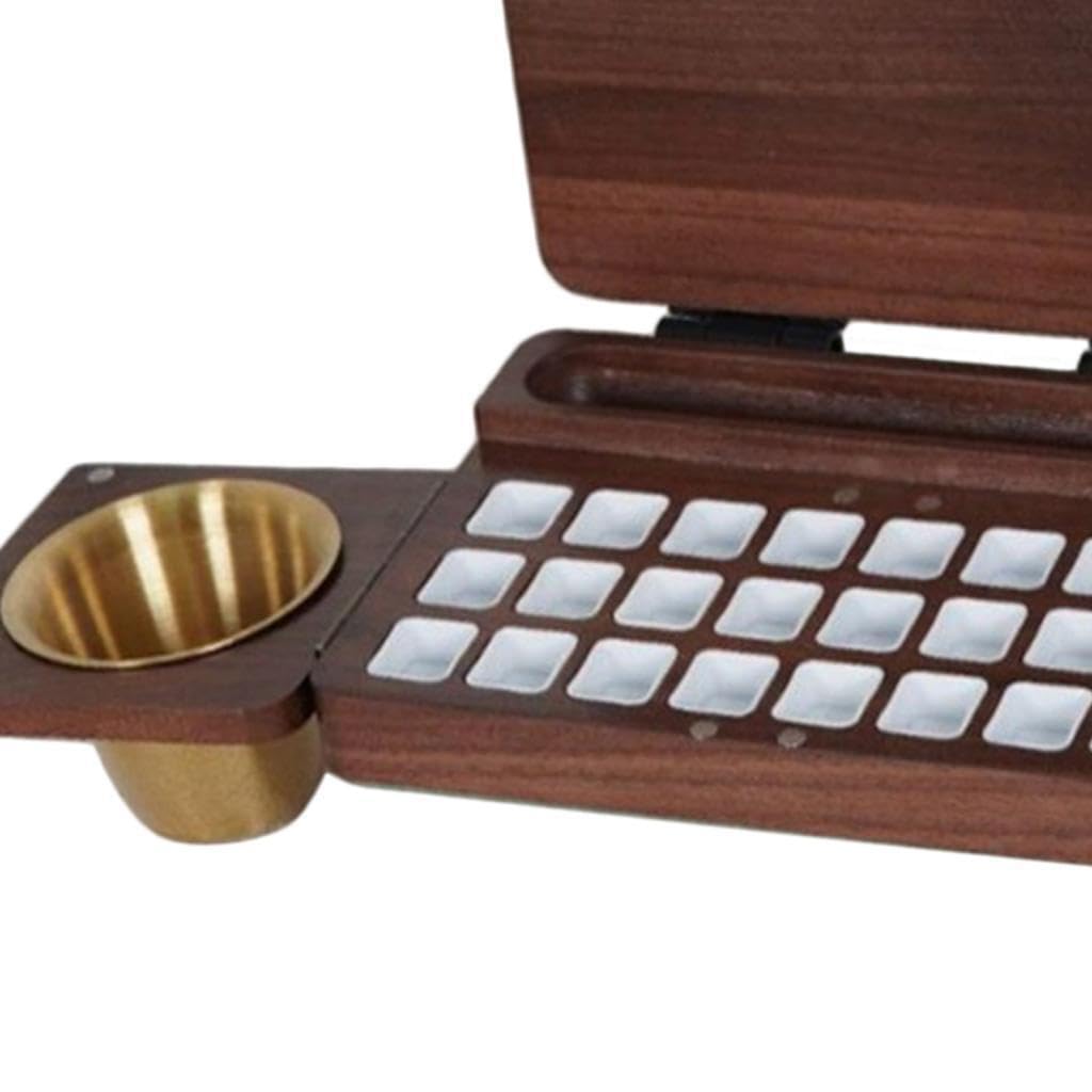 Palette Portable Empty Palette - Boîte à Peinture compacte en Bois pour Les Voyageurs, avec 24 Godets de mélange. Caractéristiques : Structure