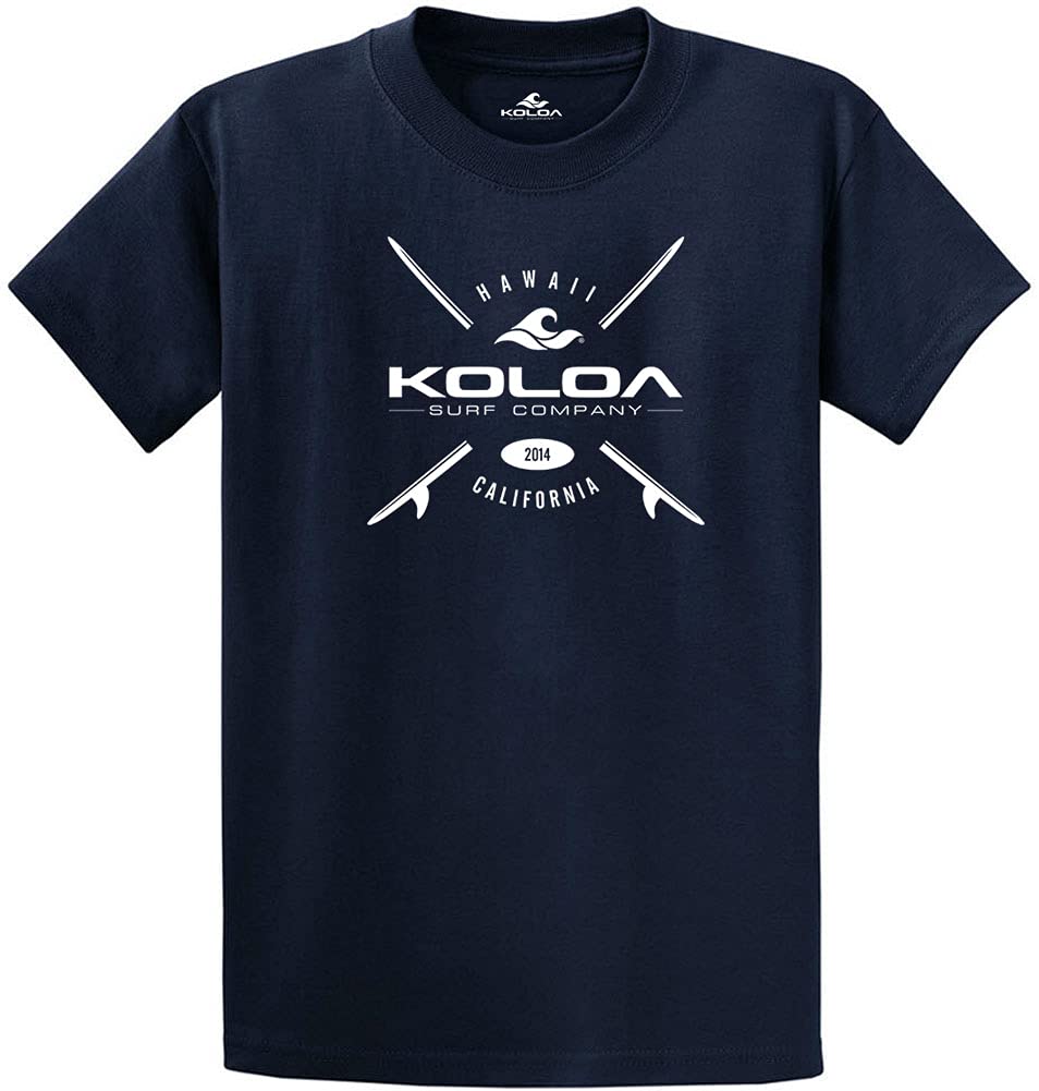Joe's USA Koloa Surf X Boards Logo Heavy Cotton T-Shirt-3XL-Navy/w