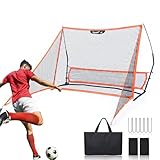 Soccer Rebounder, 2-in-1 Rebounder Soccer with Safety Backstop Net，for Solo Passing, Receiving & Trapping Practice，Soccer Rebounder Board for Kids & Adult，Includes Carry Bag,Stakes& Sandbags，Orange